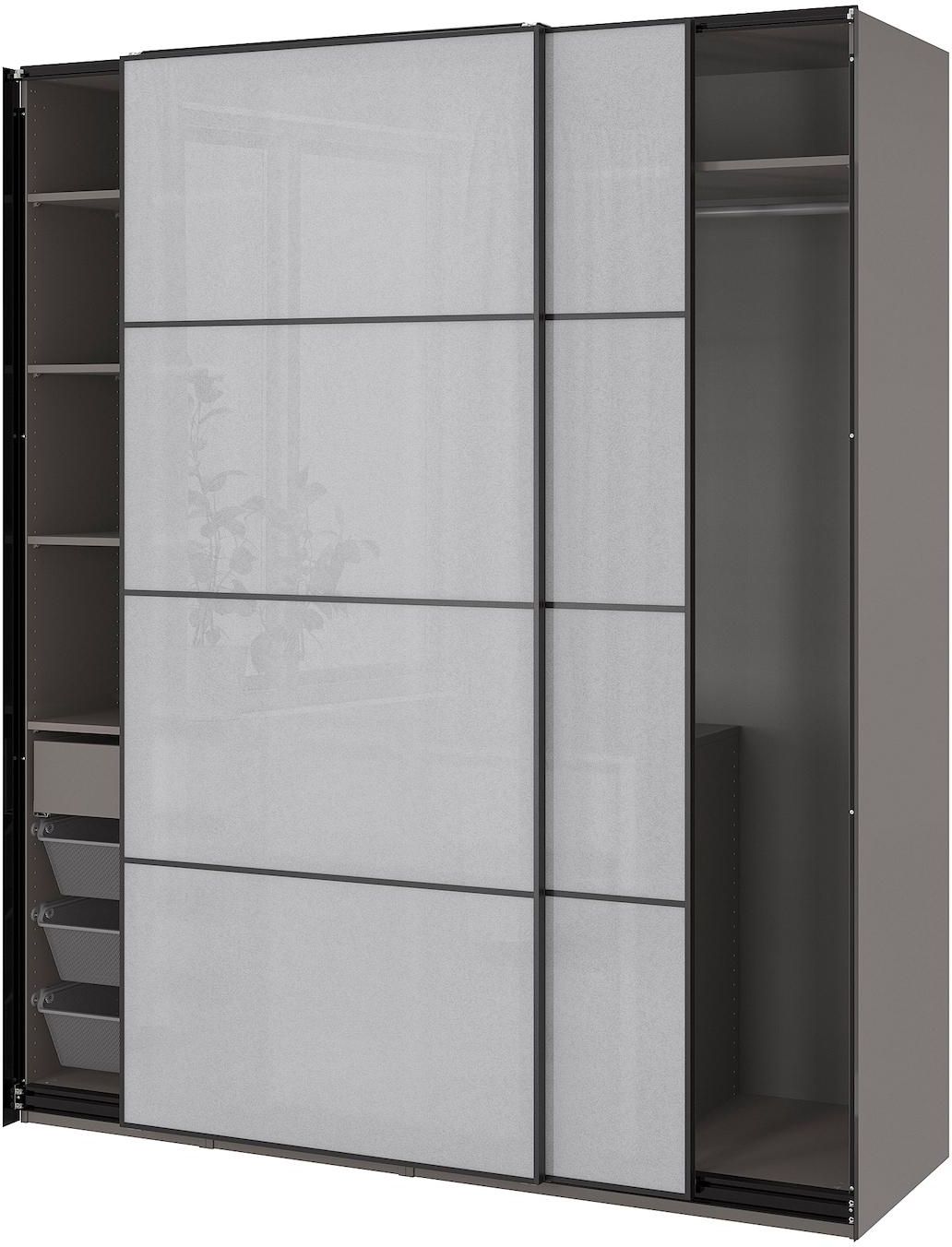 PAX / SVARTISDAL Wardrobe combination - dark grey/white paper effect 200x66x236 cm