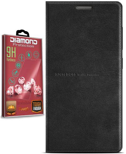 Diamond Rich Boss Cover for Lenovo Vibe P1 - Black + Diamond Glass Screen Protector