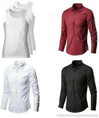 3in1 Men Smart Plain Shirts Multi + 3in1 Singlet -White