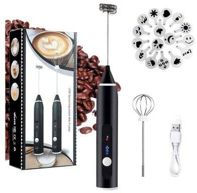 Rechargeable Electric Milk Frother Handheld With 3 Adjustable Speeds And 2 Stainless Whisks Egg Beater Mini Blender Drink Mixer for Coffee