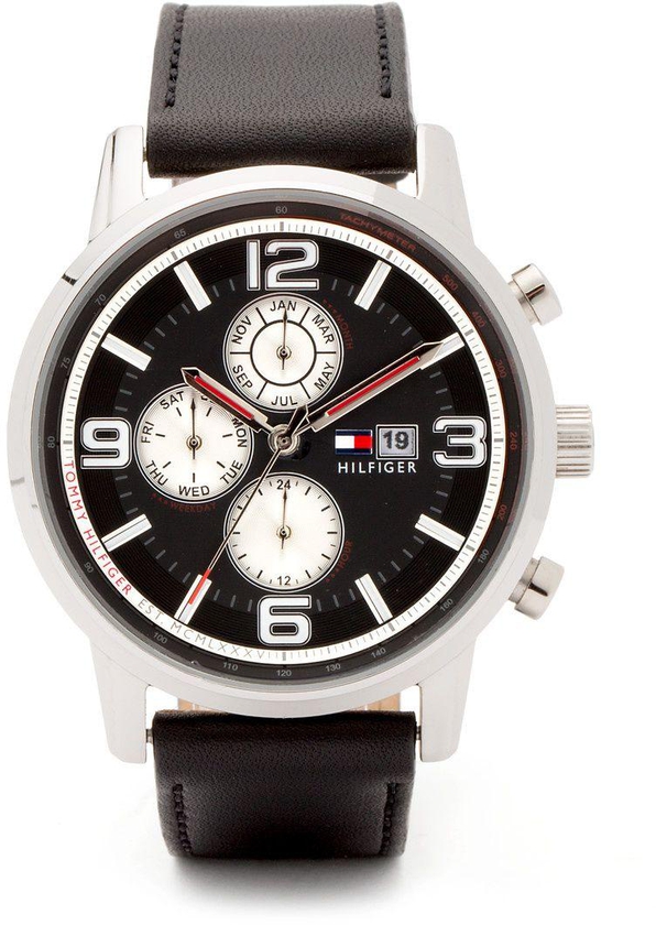 Tommy Hilfiger Gabe 08J1710335 for Men - Analog Casual Watch, Stainless Steel Case With Leather Band