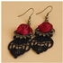 Bluelans 1 Pair Vintage Gothic Vampire Halloween Black Lace Red Flowers Dangle Earrings