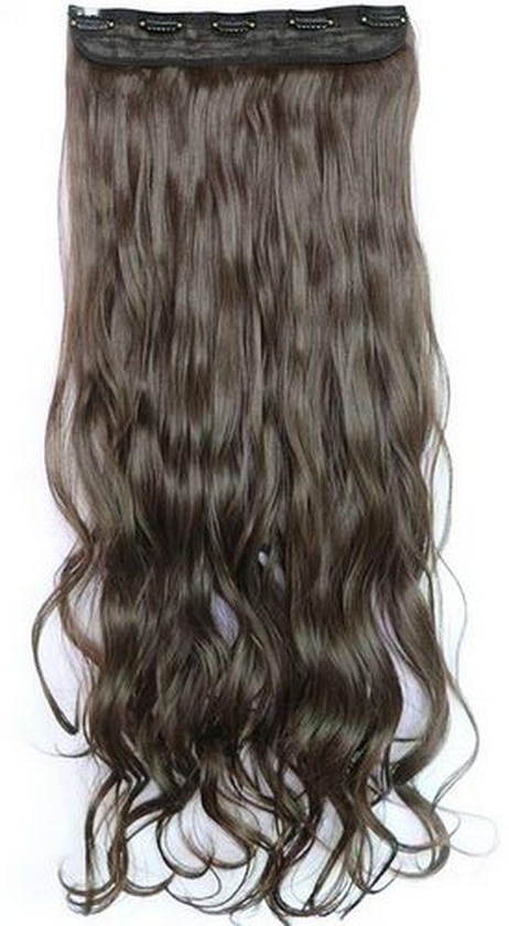 Curly Cliped Hair Extension - Medium Long - Brown