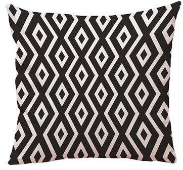 Geometric Shaped Cushion Cover Black/White 45x45centimeter