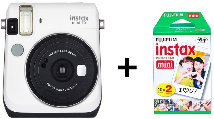 Fujifilm Instax Mini 70 Instant Camera White + 20 Sheets