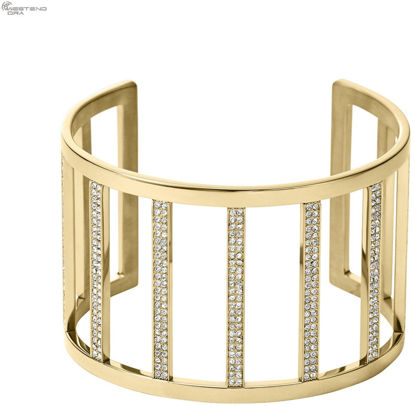 Michael Kors Women's Crystal Paved Wide Bar Gold-Tone Open Cuff Bracelet