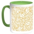 Leaves Motifs Printed Coffee Mug Green/White 11ounce