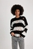 Defacto Oversize Fit Crew Neck Striped Pullover