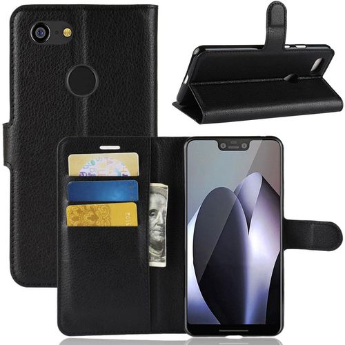 GOOGLE Pixel 3 XL Leather Wallet Flip Case, Folding Kickstand Cover with ID Card & Cash Slots, Magnetic Clasp Closure