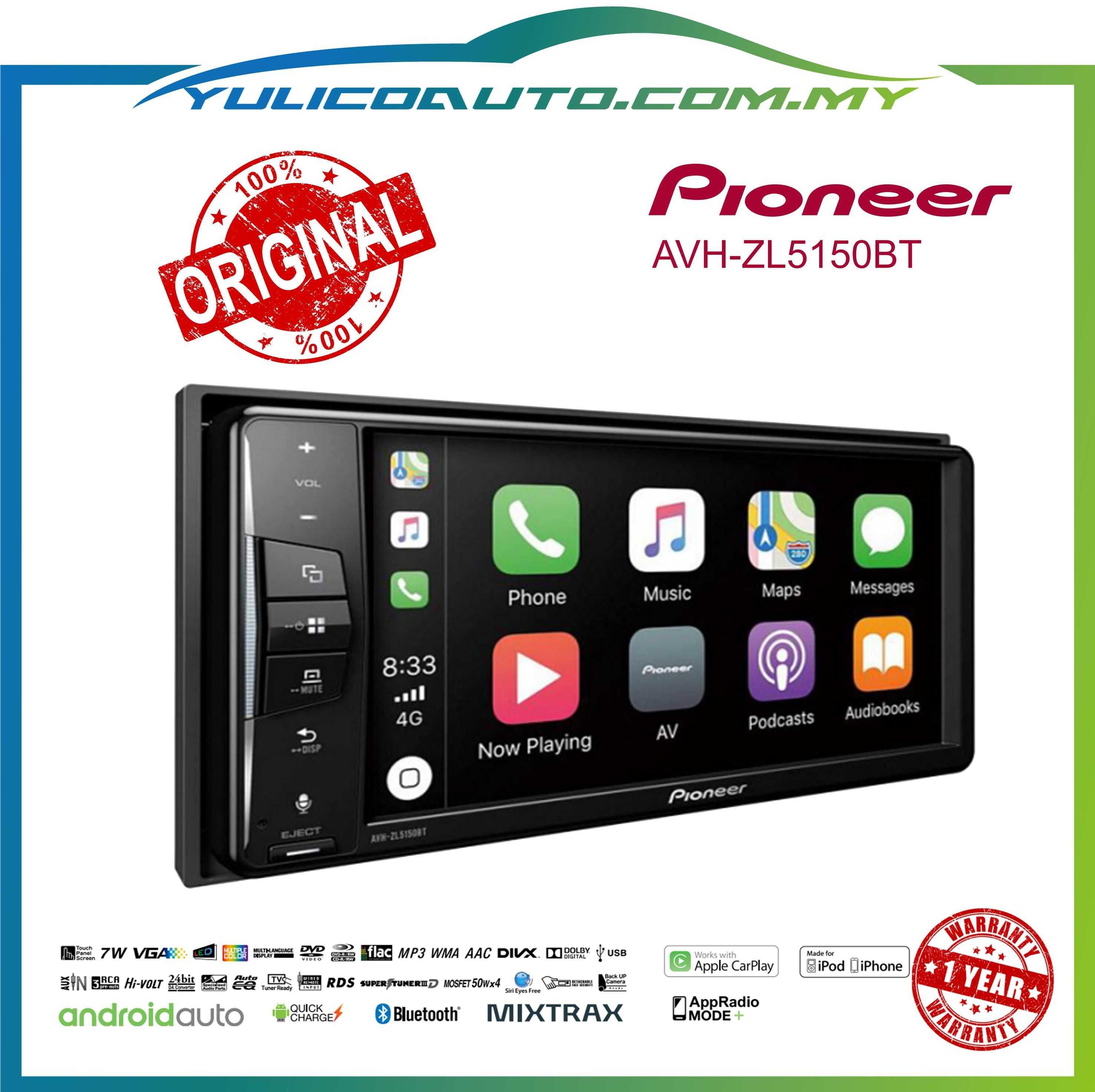 Pioneer Avh-Zl5150bt Wide 200mm 7"Screen Touch-Screen Multimedia Player Bluetooth Dvd/ Cd/ Usb