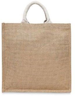 Laminated Jute Tote Bags with Gusset (Natural) Reusable Eco Friendly Shopping Bag (33.02 x 10.16 x 33.02 Cm) Set of 2 Pcs