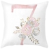 Floral Letter 7 Printed Cushion Cover White/Pink/Grey 45x45cm