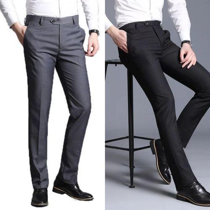 2 In 1 Corporate Men's Plain Trousers - Black & Grey