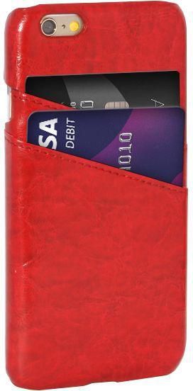 غطاء خلفي مع محفظة لبطاقة الفيزا لهاتف ابل ايفون 6 - احمر
