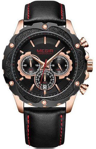 Megir ML2070GRE-BK-1N0 Analog Leather Watch for Men