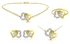 Vera Perla 18K Gold 0.65Cts Diamond Interlocking Hearts Jewelry Set, 4 Pieces