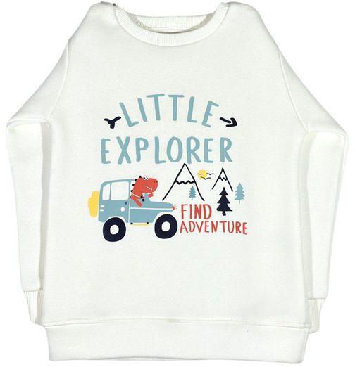 Baby Co. Off White Little Explorer Melton Sweatshirt