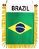 BPA 4 X 6 Inch Brazil Fringy Window Hanging Flag - Mini Flag Banner & Car Rearview Mirror Décor - Fringed & Double Sided - Brazilian Hanging Flag with Suction Cup