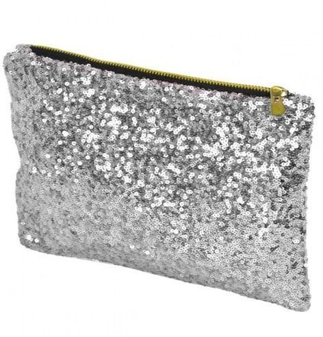 Sunshine Fashion Style Sparkle Spangle Clutch Evening Bag Wallet Purse Handbag-Silver