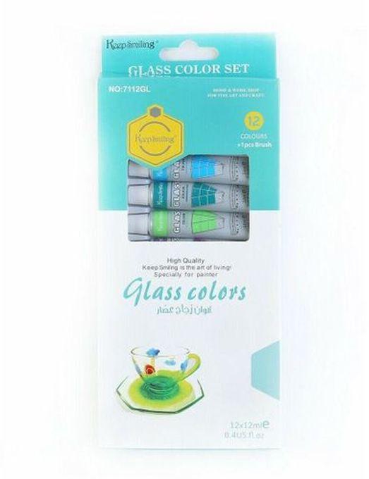 Keep Smiling Glass Color Set - 12 Ml - 12 Colors &1 Brush