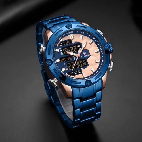 KADEMAN Men Elegant Sport Watch With Dual Movement LCD Watch-Blue price ...