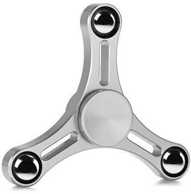 Generic Triangle Aluminum Alloy ADHD Fidget Spinner With Three Beads Stress Reliever Adult Fidgeting Toy - Silver