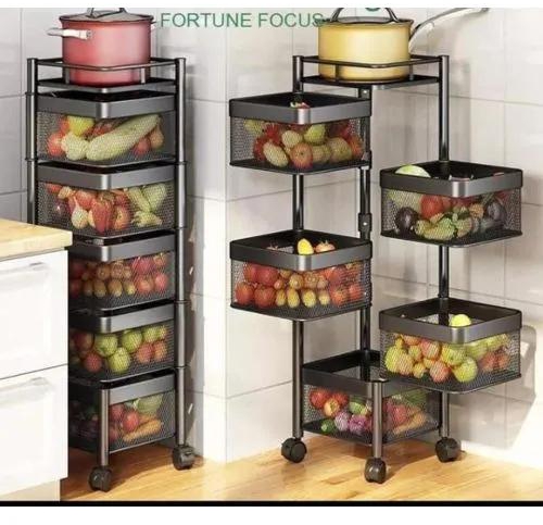 Generic Multi Purpose Storage Rack / Vegetable/Kitchen Rotating Storage Rack With Wheels 5 Tier