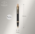 Parker IM Ballpoint Pen, Black Lacquer Gold Trim With Medium Point Blue Ink Refill