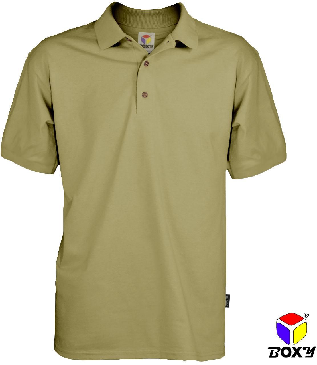 Boxy Microfiber Classic Short Sleeve Polo Shirts - 7 Sizes (Khaki)