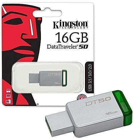 Kingston Flash Memory Stick 16GB Data Traveler DT50 USB v3.0 and v3.1- Metal