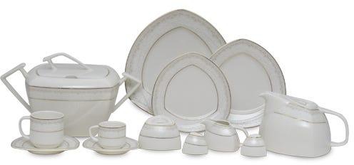 Get Rack Tiara Porcelain Dinner Set, 114 Pieces - White Gold with best offers | Raneen.com