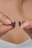 Artsy Purple Stone Butterfly Earrings-Silver