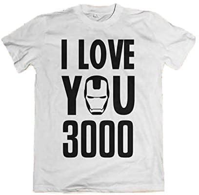 Round neck printed cotton T-Shirt-white- I love you 3000-2