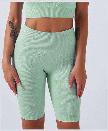 Solid Pattern Stretchy Sports Shorts Light Green