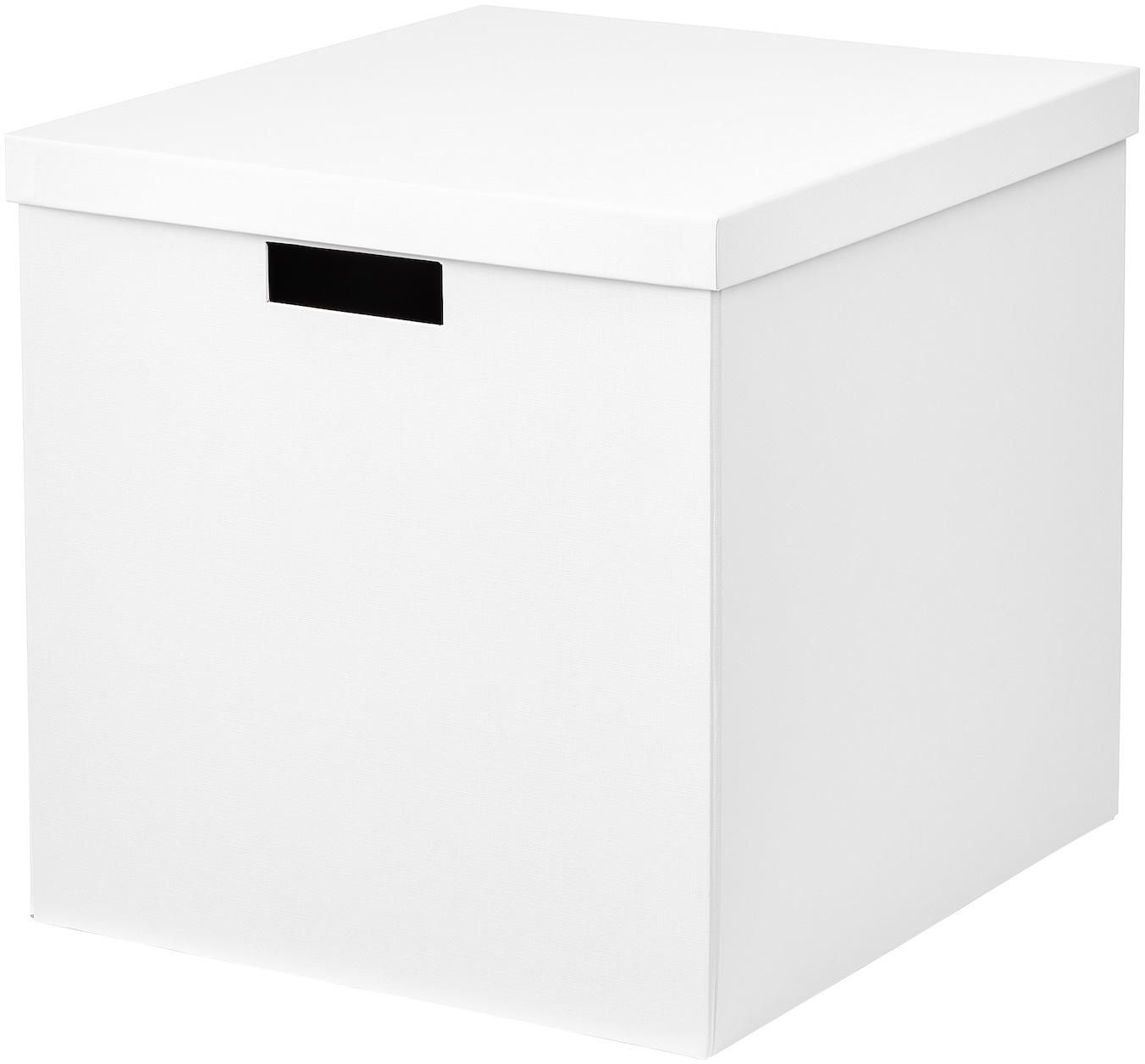 TJENA Storage box with lid - white 32x35x32 cm