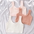 Training Bras for Girls, Seamless Bralette, Kids Underwear, Elastic Sports Striped Vest, Developing Children's Bra Breathable Cotton Cropped Double-Deck Bra for Students Suitable Weight 25-35kg 6PCS