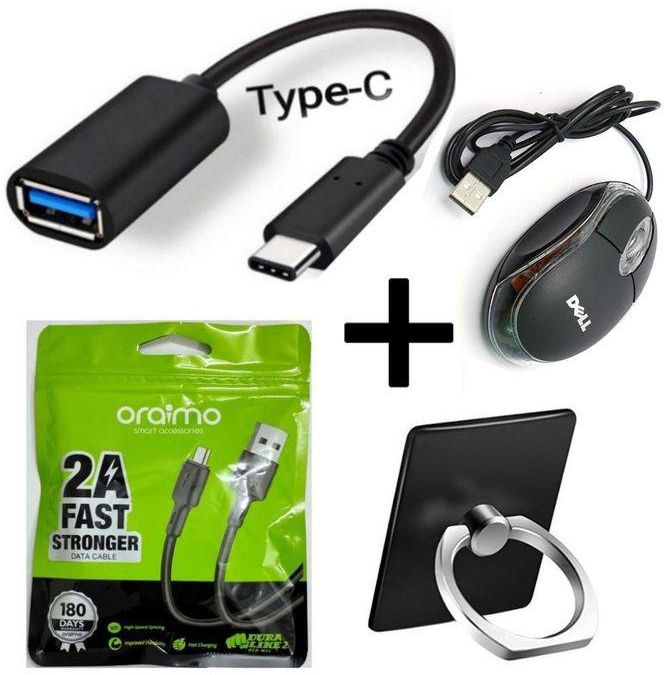 Type C OTG Connect Kit USB Cable + Oraimo Cable + Ring + Mouse