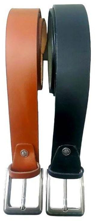 Two Classic Kit Textured Leather Metal Loop Belt - Havan+black