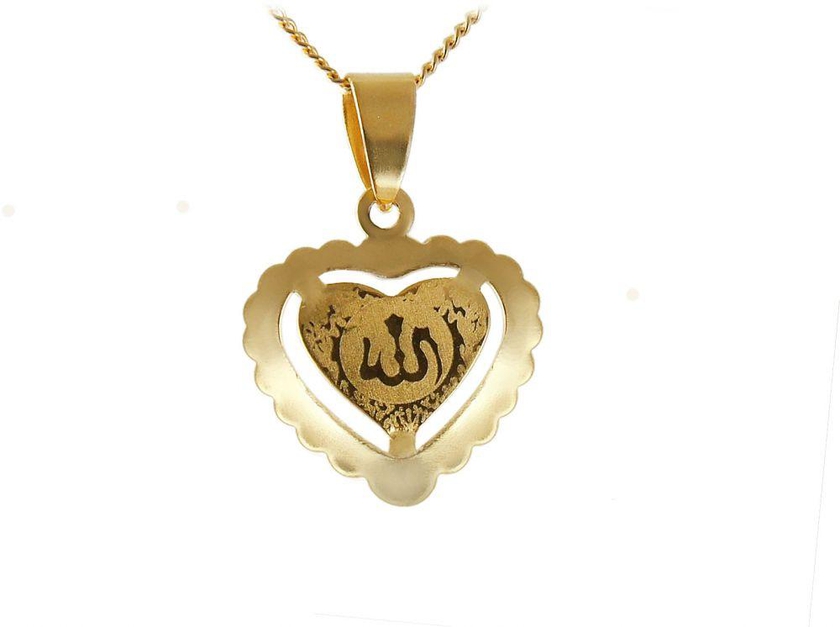 VP Jewels Women's 18K Gold Plated Delicate Heart Allah Necklace
