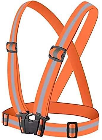 Showay Reflective Vest Running Gear - Safety Reflector Strap Bands - for High Visibility & safety Elastic Adjustable Belt for men and Women (Orange)