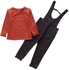 Teens 2 Pcs Girl's Clothes Set Pinstriped O Neck Long Sleeves Top Fashion Suspender Trousers Set