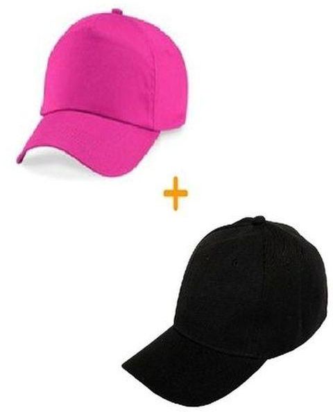 Face Cap With Adjustable Strap (2Pcs) - Pink & Black