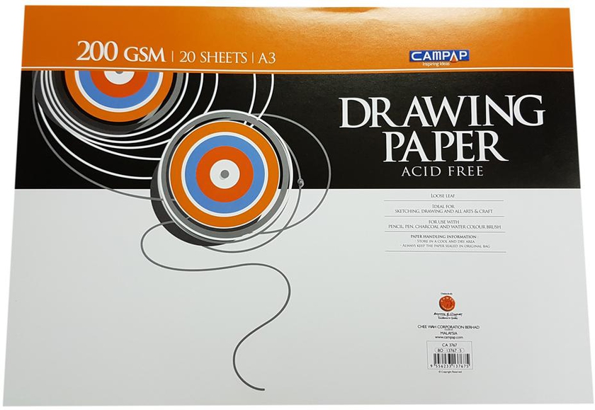 Campap Drawing Paper 200gsm A3 Size (20 Sheets/Pack)