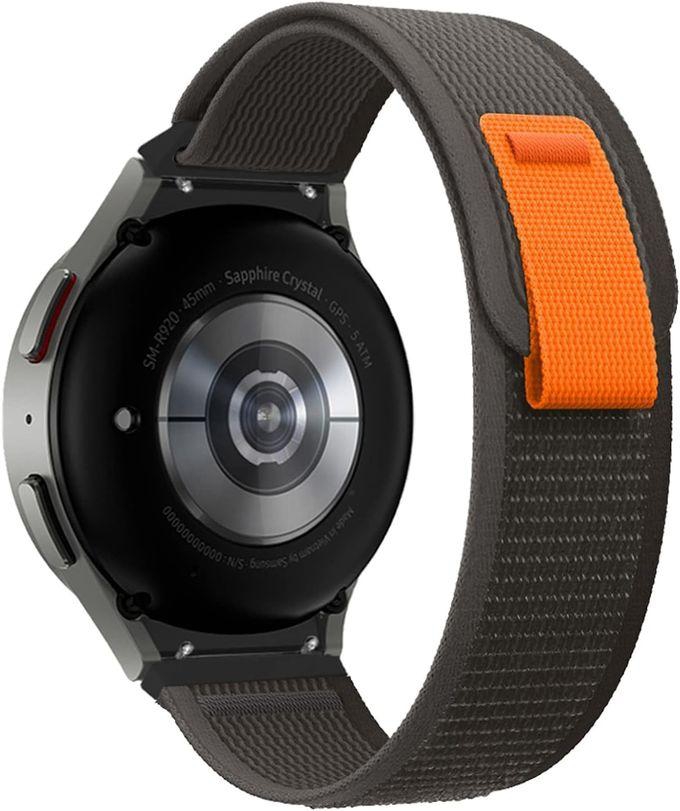 Tentech Nylon Watch Band For Samsung Galaxy Watch 6 / 5 / 4 Bands 40mm 44mm/Watch 5 Pro Band 45mm/Watch 4 / 6 Classic Bands 42mm 43mm 46mm 47mm, Alpine Loop Sports Band - Dark Gray & Orange