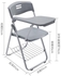 Folding Chair with Writing Board (Black Color) - Ergonomic Compact Portable Plastic Foldable Chair with Side Table, Book Net and Breathable Backrest for Student and Office