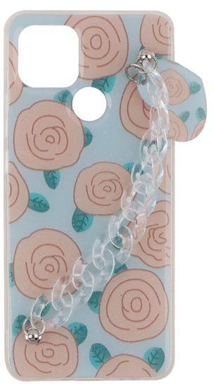 Oppo A15 - Printed Silicone Cover With Glitter And Clear Chain