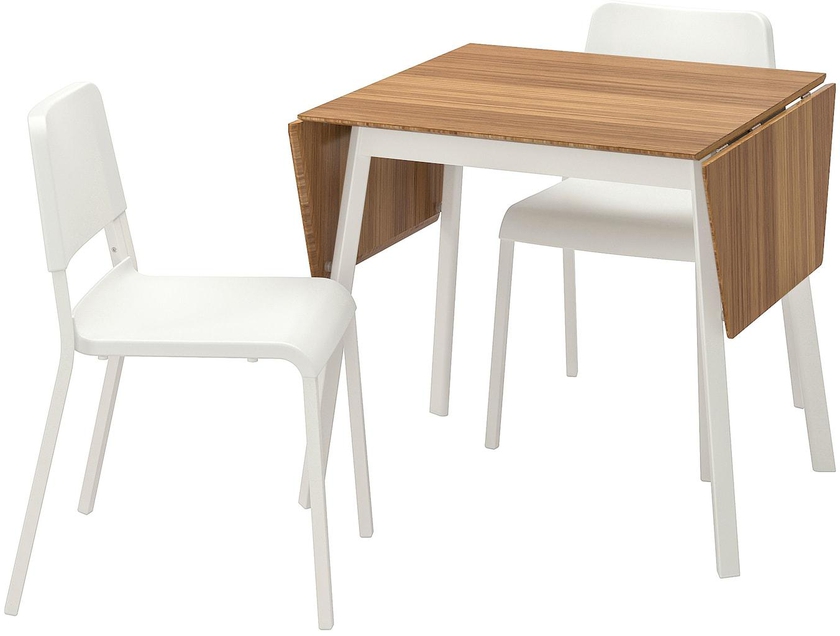 IKEA PS 2012 / TEODORES طاولة وكرسيان - خيزران أبيض/أبيض