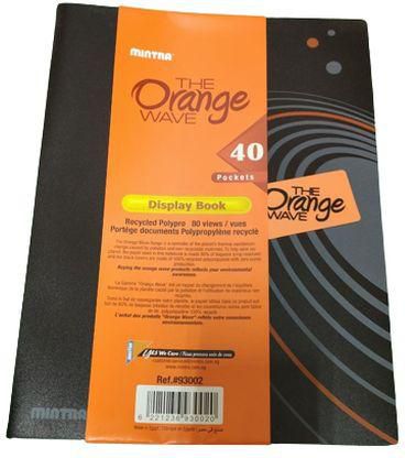 Mintra File And Folder Display Book 40 Pocket Black Color (orange Wave)