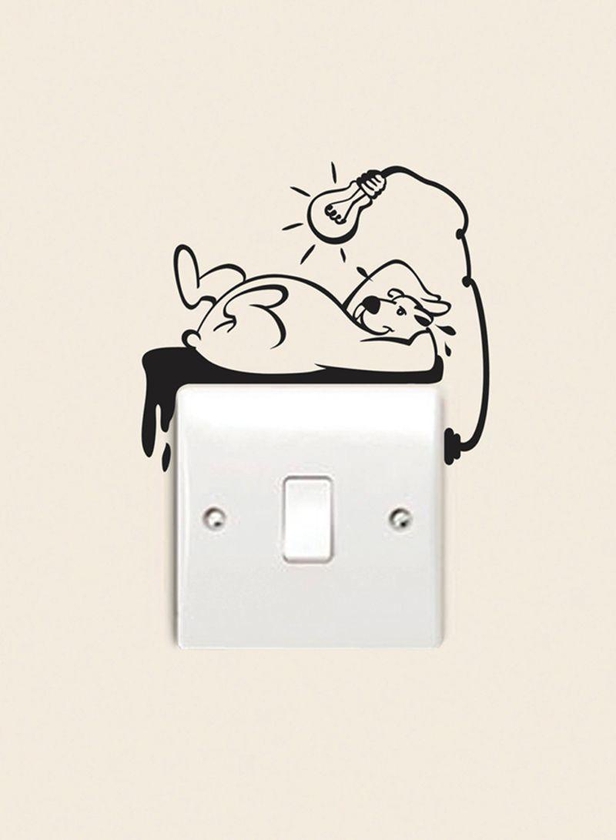 Spoil Your Wall Waterproof Bear Switch Decal Black 10x10cm