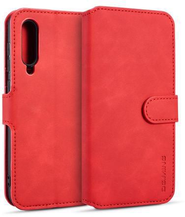 DG.MING Retro Oil Side Horizontal Flip Case For Galaxy A70, With Holder & Card Slots & Wallet (Red)